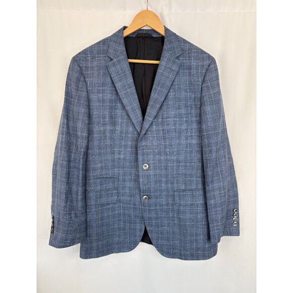Hugo Boss Men's Silk Linen Wool Plaid Blazer Sport Coat - Picture 1 of 8